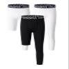 DEVOROPA Youth Boys One Leg Compression Pants for Basketball 3-Pack 3/4 Leggings Sports Tights Kids Athletic Soccer Base Layer White/White/Black S view 1