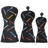 Andux PU Striped Tees Pattern 3Pack/Set Golf 460cc Driver Fairway Woods Club Head Covers (Black) view 1