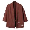 Crane Embroidery Haori Kimono Japanese Style Men Samurai Costume Yukata Asian Clothes Cardigan Men Jacket BK001 S view 4