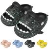 Jfxgjuv Angler Fish Slides Glow in The Dark Kids Shark Slides Glow in The Dark Luminous Shark Slippers Cloud Shark Slides with Strap Spooky Shark Slides (Black,10-11 Little Kid) view 1
