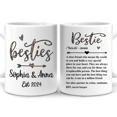 Hyturtle Personalized Best Friend Mug - Friend Mugs For Women - Friendship Gift For Women - Bestie Gift For Coworker - Gifts For Best Friend - Bestie Mug - Custom Name Coffee Cup Ceramic Mug 11 15oz