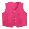 easyforever Women Men Button Vest Volunteer Activity Vest Unisex Waiter Waistcoat Bartender Work Uniform Clerk Workwear Hot Pink Large view 1