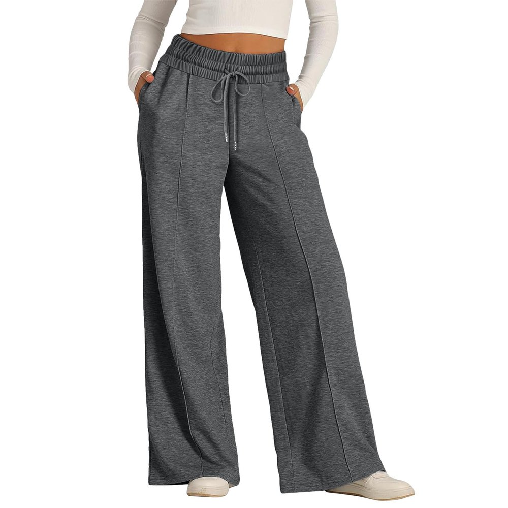 Wide Leg Sweatpants Women High Waist Baggy Sweatpants Boyfriend Fleece Jogger Pants with Pockets Palazzo Trousers