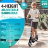 BELEEV V5 Scooters for Kids 6 Years and up, Folding Kick Scooter 2 Wheel for Adults Teens, 4 Adjustable Handlebar, 230mm Big Wheels, Lightweight Sports Commuter Scooter, up to 245lbs(Grey) view 2