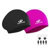 Dsane 2 Pack Womens Silicone Swim Cap for Long Hair,3D Ergonomic Design Silicone Swimming Caps for Women Kids Men Adults Boys Girls with Ear Plug and Nose Clip(L) view 1