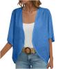 NineFit Basics Log Into My Account,Light Weight Cardigan Women Summer, Kimono Cardigans For Women,Casual Open Front 3/4 Sleeve Cardigan,Plus Size Lightweight Shawls Ruana Wraps,Large,Blue-2 view 1