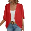 NineFit Basics Log In,Light Weight Cardigan Women Summer, Kimono Cardigans For Women,Casual Open Front 3/4 Sleeve Cardigan,Plus Size Lightweight Shawls Ruana Wraps,Small,Red-2 view 1