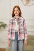 Betusline Girls' Plaid Flannel Shirt, Kids Long Sleeve Button Shirts Tops,F Pink & Grey #1, 10-11 Years= Tag 170 view 2