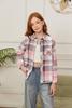Betusline Girls' Plaid Flannel Shirt, Kids Long Sleeve Button Shirts Tops,F Pink & Grey #1, 10-11 Years= Tag 170 view 3