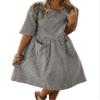 chouyatou Women's Cute Babydoll Dress Striped Pattern Crewneck Midi Tunic Dress Beach Sundress (Small, Black) view 1