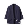 Crane Embroidery Haori Kimono Japanese Style Men Samurai Costume Yukata Asian Clothes Cardigan Men Jacket Navy XS view 1