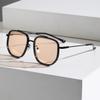 mincl Vintage Double Beam Large Frame Retro Pilot Sunglasses Men Women Champagne Sun Glasses Outdoor Square Shades N45 (Champagne) view 3