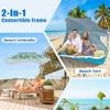 Goplus Convertible Beach Tent for 2-4 People, 2-in-1 Sun Umbrella with Roll-Up Windows, Dual Side Flaps, Groundsheet & Carry Bag, UPF 50+ Beach Shade Shelter for Camping, Picnic & Sports Events view 2