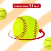11" Softballs Sports Practice Softballs,12 Pack Official Size and Weight Slow Pitch Official Size and Weight Softballs, Unmarked Leather Covered Training Ball for Games, Practice and Training,Yellow view 2