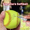11" Softballs Sports Practice Softballs,12 Pack Official Size and Weight Slow Pitch Official Size and Weight Softballs, Unmarked Leather Covered Training Ball for Games, Practice and Training,Yellow view 3