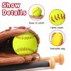 11" Softballs Sports Practice Softballs,12 Pack Official Size and Weight Slow Pitch Official Size and Weight Softballs, Unmarked Leather Covered Training Ball for Games, Practice and Training,Yellow view 4