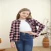 Betusline Girls' Plaid Flannel Shirt, Kids Long Sleeve Button Shirts Tops, F Pink #1, 4-5T= Tag 120 view 3