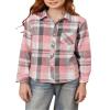 Betusline Girls' Plaid Flannel Shirt, Kids Long Sleeve Button Shirts Tops,F Pink & Grey #1, 11-12 Years= Tag 180 view 1