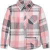 Betusline Girls' Plaid Flannel Shirt, Kids Long Sleeve Button Shirts Tops,F Pink & Grey #1, 11-12 Years= Tag 180 view 4