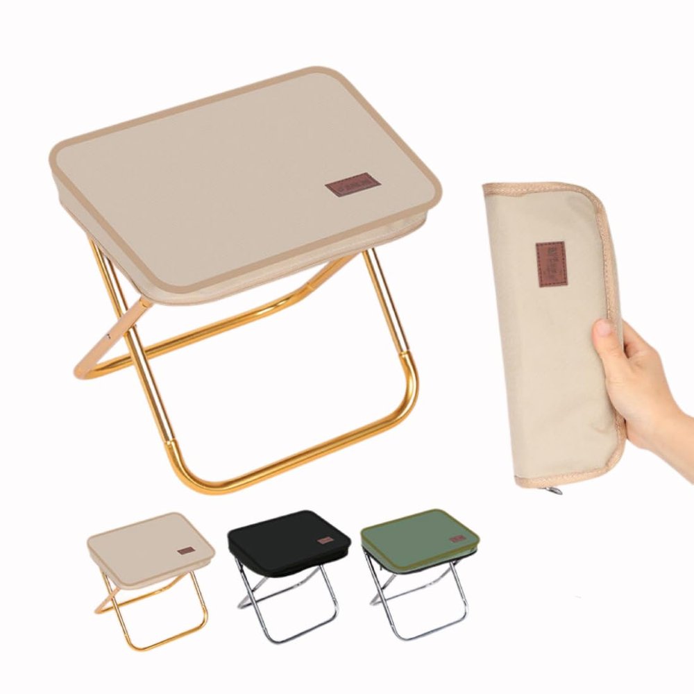 NineFit Basics Folding Small Stool Bench Stool Portable Outdoor Light Fishing Chair,Outdoor Seat for Hiking Fishing Picnic Camping Beach (Khaki,Large)