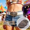 Tgirls Western Leather Belts for Women Men Heart Buckle Vintage Belt for Jeans Dress Cowgirl Cowboy Waist Belts (White) view 2