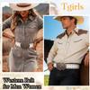 Tgirls Western Leather Belts for Women Men Heart Buckle Vintage Belt for Jeans Dress Cowgirl Cowboy Waist Belts (White) view 3