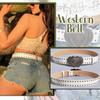 Tgirls Western Leather Belts for Women Men Heart Buckle Vintage Belt for Jeans Dress Cowgirl Cowboy Waist Belts (White) view 4