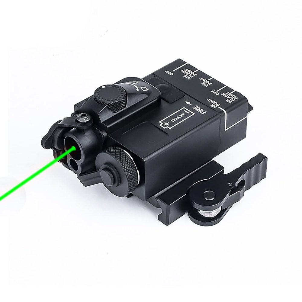 Metal Red/Green/Blue Laser Box Sights with IR Laser + Strobe/Momentary/Constant Modes (Whitelight LED 240 Lumens Flashlight)with Pressure Switchfor 20mm Rail(DABL-Mini Green Laser)
