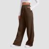 Womens Wide Leg Sweatpants Casual High Waist Baggy Sweatpants Boyfriend Fleece Jogger Pants with Pockets Trousers view 2