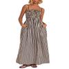 Adoeren Women Stripe Print Sleeveless Maxi Dress Boho Spaghetti Strap Backless Long Flowy Dress Striped Beach Sundress(Black,M) view 1
