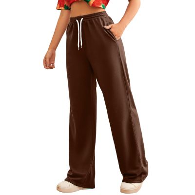 Wide Leg Sweatpants Women Casual High Waist Fleece Sweatpants Boyfriend Jogger Pants with Pockets Palazzo Trousers