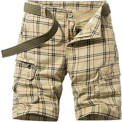 Maiyifu-GJ Men's Lightweight Multi-Pocket Cargo Shorts Summer Casual Cotton Hiking Shorts Fashion Loose Running Short Pants (Khaki,34)