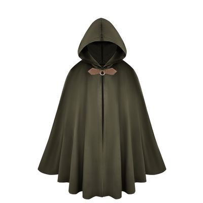 LUMEN NATURALE Renaissance Hooded Green Cloak Medieval Velvet Cape with Hood Men Women Capelet for Hobbit Halloween Costume