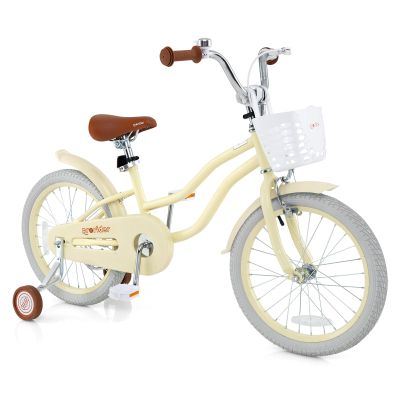 BABY JOY Kids Bike, 12 14 16 18 Inch Boys Girls Bike for 3-8 Years Old w/Training Wheels, Adjustable Seat, Removable Basket, Handbrake & Coaster Brake, Kids Bicycle (18 Inch, Kickstand, Yellow)