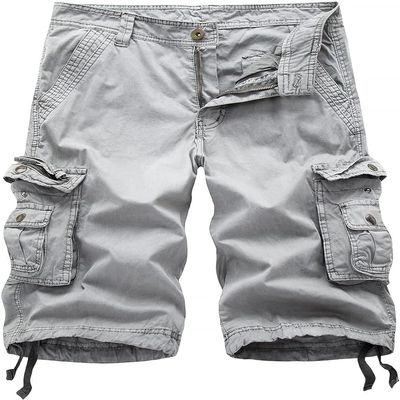 Maiyifu-GJ Men's Lightweight Cotton Cargo Shorts Multi Pockets Hiking Shorts Summer Casual Workout Running Short Pants (Grey,38)