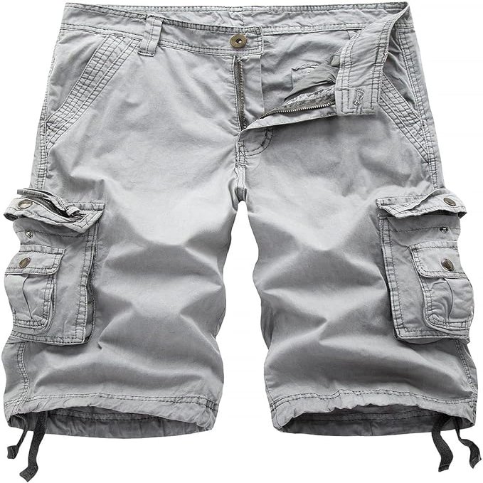 Maiyifu-GJ Men's Lightweight Cotton Cargo Shorts Multi Pockets Hiking Shorts Summer Casual Workout Running Short Pants (Grey,38)