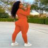 Nimsruc 2 Piece Outfits For Women Sweatsuits Sets Hooded Tracksuit Long Sleeve Pullover Jogger Sweat Pants Set Orange L view 3