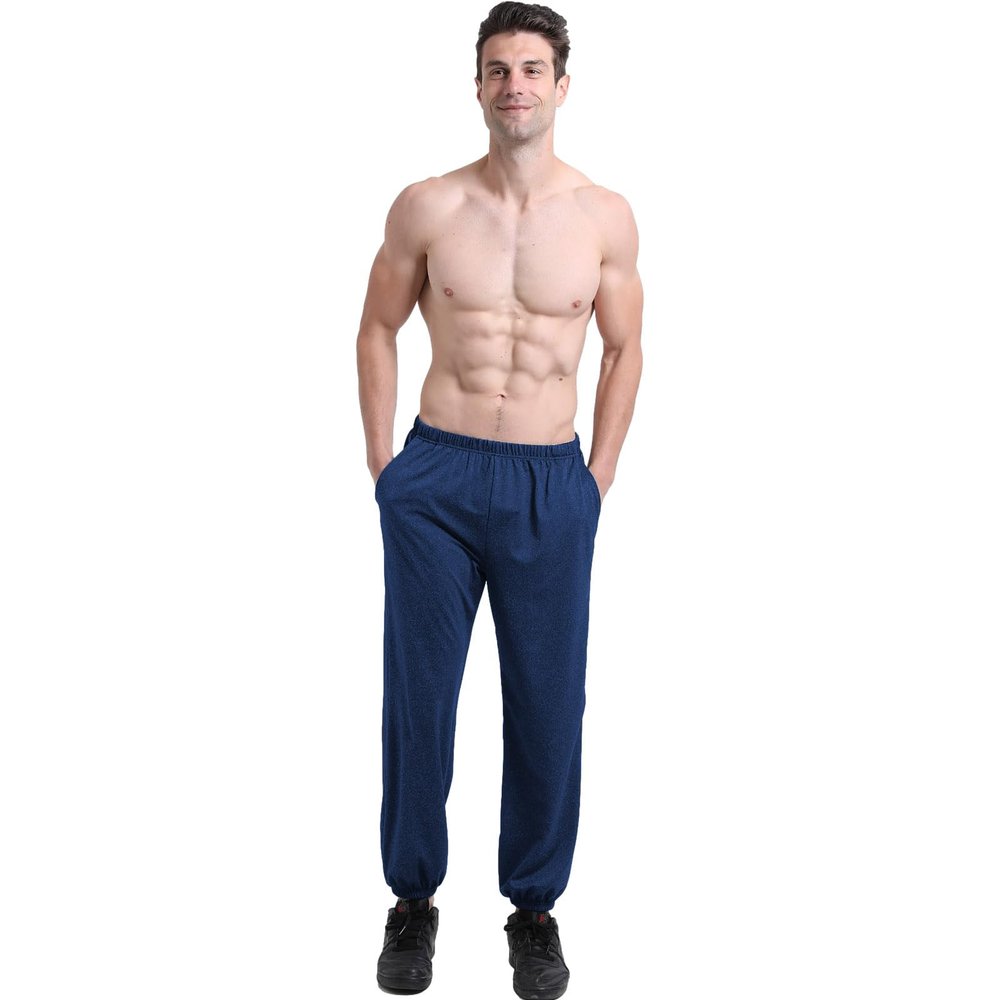 ANUFER Mens Stretchy Loose Fit Casual Track Pants Outdoor Lightweight Thin Sweatpants Blue-2 SN070869 XL