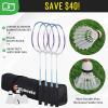 Olybeaka Professional Baminton Set, Portable Badminton Net Set for Backyard with Carring Bag, 4 Aluminum Badminton Rackets, 3 Shuttlecocks - Easy Set Up & Durable (20ft, Black) view 2