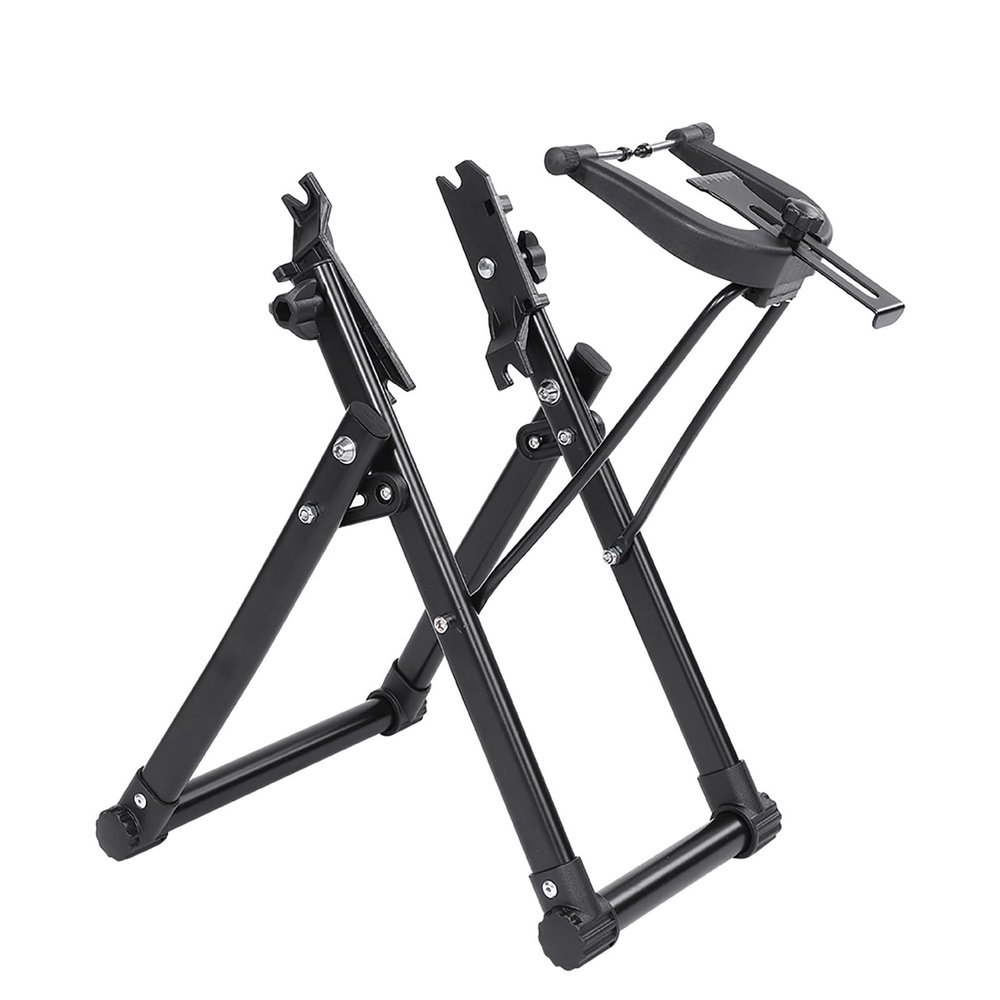 plplaaoo Bicycles Wheel Truing Stand, Wheel Truing Stand Foldable Bikes Repair Stand Aluminium Alloy Black Bikes Workstand Maintenance Cycling Accessory Parts With Smart Compact Design