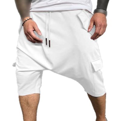 Maiyifu-GJ Men's Below Knee Yoga Pants Casual Loose Workout Jogger Cropped Pants Sweatpants Lightweight Running 3/4 Shorts (White,Large)