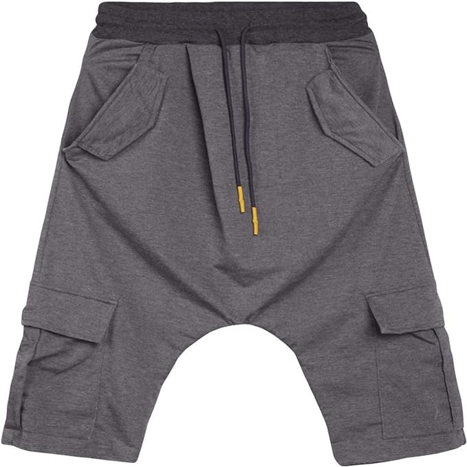Maiyifu-GJ Men's Below Knee Yoga Pants Casual Loose Workout Jogger Cropped Pants Sweatpants Lightweight Running 3/4 Shorts (Grey,Large)