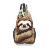 Dwrepo Sling Bag for Women Men Crossbody Bag Cute sloth Leaves Chest Bag Hiking Daypack Fanny Pack Sling Backpack, Black view 1