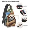 Dwrepo Sling Bag for Women Men Crossbody Bag Cute sloth Leaves Chest Bag Hiking Daypack Fanny Pack Sling Backpack, Black view 4