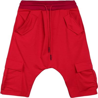 Men's Below Knee Yoga Pants Casual Loose Workout Jogger Cropped Pants Sweatpants Lightweight Running 3/4 Shorts (Red,X-Large)