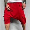 Men's Below Knee Yoga Pants Casual Loose Workout Jogger Cropped Pants Sweatpants Lightweight Running 3/4 Shorts (Red,X-Large) view 3