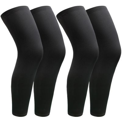 JEFHOMKIT 2Pairs Leg Sleeves,Full Leg Compression Sleeve,Compression Long Knee Sleeve,Sports Compression UV Long Leg Sleeves with Anti-slip Silicone Strips for Men Women Running Basketball Football