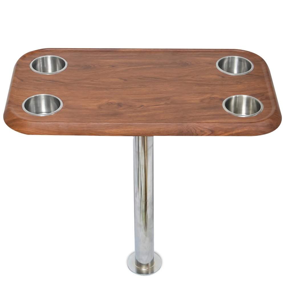 Cinnamon Pontoon Boat Table Top & Post - No-Wobble Pontoon Table with Flush Mount Anchor & Stabilizing Floor Plate - Easy-to-Install, Compact Design with Modular Accessory Mount - in 6 Colors