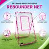 Volleyball Rebounder Pink, 7x4 ft Adjustable Volleyball Rebounder Net, Bounce Back Training Equipment, Net for Single Player, Durable & Portable with Travel Bag view 4