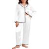 Ekouaer Women Silk Pajamas Set Long Sleeve Silky Pjs 2 Piece Silk Louge Sets White Satin Pajamas for Women X-Large view 1